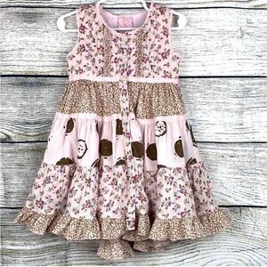 Cutey couture Summer Dress Button Down Cotton Pink Floral Sleeveless 2-3 year